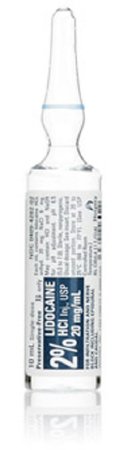 Lidocaine HCl, Preservative Free 2%, 20 mg / mL Injection Ampule 10 mL by Pfizer USPG Hospira Worldwide, Inc.  ID 00409-4282-02